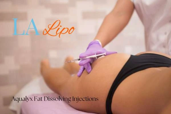 Woman having fat dissolving injections Leicester on thighs