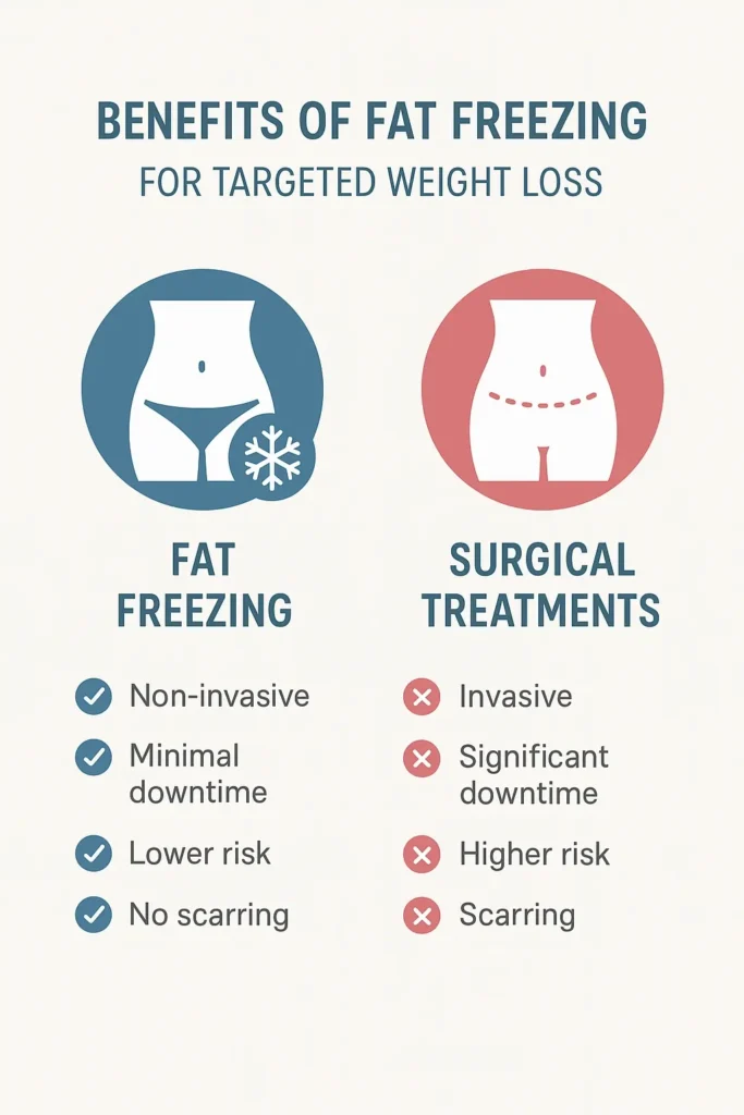 graphic showing the benefits of fat freezing Leicester