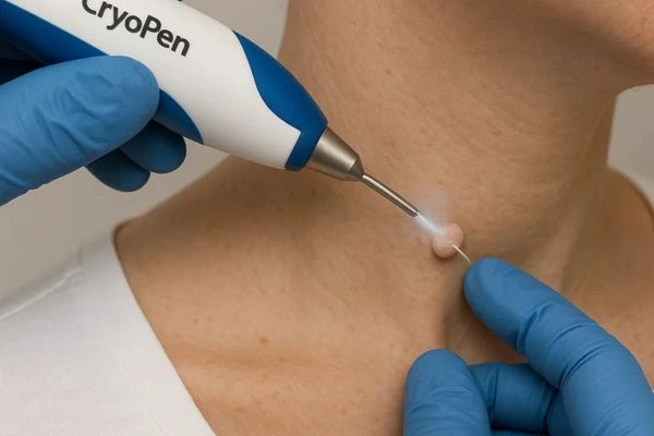 Person receiving Cryotherapy skin tag removal Leicester