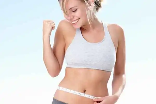 woman happy after fat reduction treatment Leicester