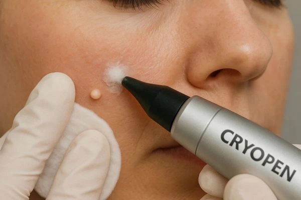 Woman receiving milia removal treatment Leicester