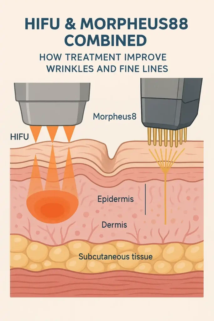 Diagram showing HIFU & Morpeus8 Leicester and the benefits for reduction in wrinkles and fine lines